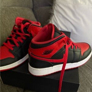Jordan Youth Red and Black Sneakers